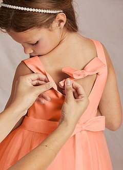 Azazie Marlee Final Sale Sunset A-Line Pleated Matte Satin Dress image3