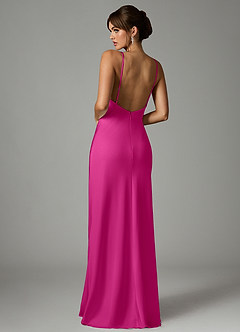 Azazie Stefania Vestidos de madrinha de casamento Vestido Fúcsia de Cetim elástico de Linha A image2