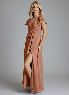 Azazie Omari Bridesmaid Dresses Bronzer A-Line Chiffon Dress image4