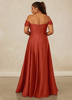 Christian Siriano Bridal for Azazie 1002 Bridesmaid Dresses Rust A-Line Off the Shoulder Stretch Satin Convertible Dress image16