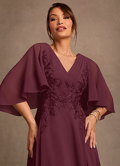 Azazie Tilda Abiti per la Madre della Sposa Abito A-Line in Chiffon Pizzo Cabernet image5
