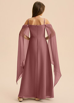 Azazie Moana Junior Linia A Pofałdowany Szyfon Długość podłogi Młodsza druhna Sukienka image5