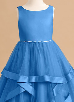 Azazie Posy Flower Girl Dresses Blue Jay A-Line Beaded Tulle Dress image5