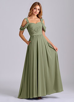 Azazie Koa Final Sale Pistachio A-Line Off the Shoulder Chiffon Dress image4