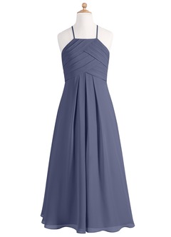 Azazie Ginger Junior Stormy A-Line Pleated Chiffon Dress image7