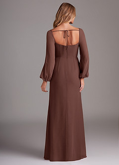 Azazie Charissa Bridesmaid Dresses Espresso Sheath Long Sleeve Chiffon Dress image6