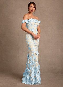 Azazie Lotta Brudens mor kjoler Havfrue Off the shoulder Blonder Gulv-længde Kjole image3