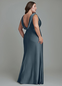 Azazie Kieryn Bridesmaid Dresses Twilight Mermaid Pleated Stretch Satin Dress image8