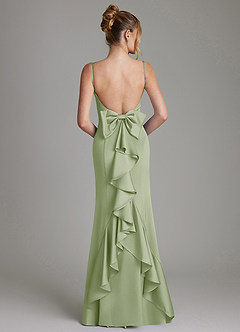 Azazie Zherra Brautjungfernkleider Meerjungfrau-Linie Schleifen Stretch-Satin Kleid Staubiger Salbeigrün image5