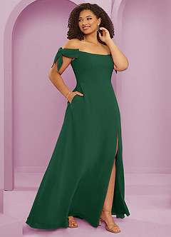 Barbie ♥ Azazie Bridesmaid Dresses Dark Green A-Line Off the Shoulder Chiffon Convertible Dress image12