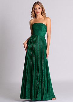 Azazie Mariana Robes de demoiselle d'honneur Robe Trapèze Convertible en Blumen-Burnout Sans bretelles émeraude image1