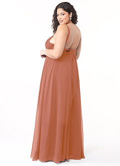 Azazie Aziza Bridesmaid Dresses MAI TAI A-Line V-Neck Pleated Chiffon Dress image10
