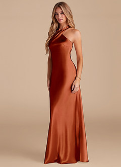 Azazie Doretta Bridesmaid Dresses Auburn Mermaid Bow Metallic Satin Dress image4