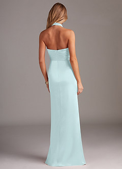 Azazie Jemma Bridesmaid Dresses Sea Glass Sheath Pleated Stretch Satin Dress image6
