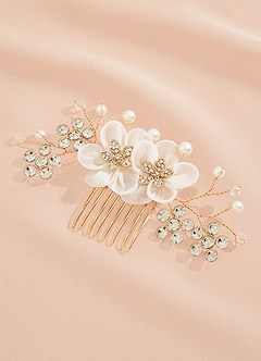 front Elegant White Rhinestones Fower Comb