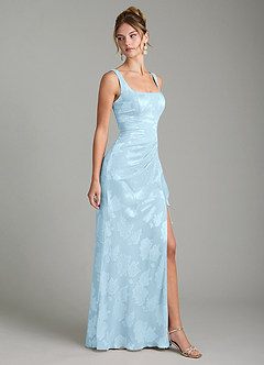 Azazie Veronica Bridesmaid Dresses Sky Blue Mermaid Pleated Floral Jacquard Burnout Dress image4