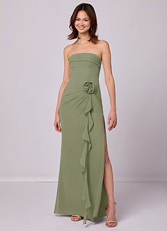 Barbie ♥ Azazie Bridesmaid Dresses Pistachio Sheath Strapless Chiffon Convertible Dress image3