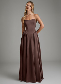 Azazie Arden Bridesmaid Dresses Ganache A-Line Corset Stretch Satin Dress image4