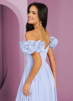 Barbie ♥ Azazie Robes de demoiselle d'honneur Robe Trapèze Convertible en Mousseline de soie Épaule décolletée Lavande image8