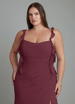 Azazie Jessamine Brautjungfernkleider Meerjungfrau-Linie Korsett Chiffon Kleid Cabernetrot image14