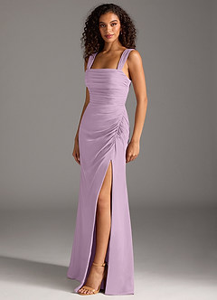 Azazie Jesaphine Bridesmaid Dresses Wisteria Sheath Bow Chiffon Dress image3