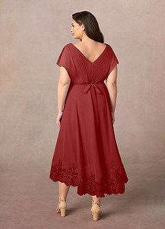Azazie Palana Mother of the Bride Dresses Rust A-Line Lace Chiffon Dress image9