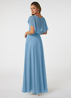 Azazie Jamie Bridesmaid Dresses Steel Blue A-Line Chiffon Dress image4
