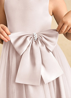 Azazie Twinsie Final Sale Rose Petal A-Line Bow Tulle Dress image6