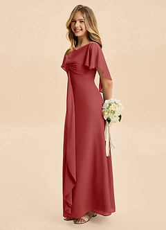 Azazie Selena Junior Rust A-Line Ruched Chiffon Dress image1
