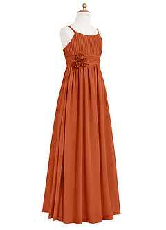 Azazie Astrid Junior Burnt Orange A-Line Floral Chiffon Dress image7