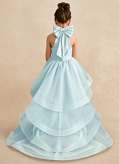 Azazie Bev Flower Girl Dresses Sea Glass A-Line Convertible Tulle Dress image1