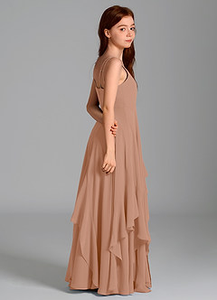 Azazie Karan Junior Champagne Rose A-Line Chiffon Dress image6