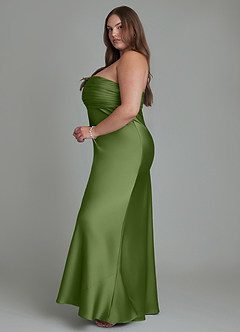 Azazie Saylor Vestidos de damas de honor Vestido Enebro de Satén Elástico de Corte Sirena con Palabra de honor image14
