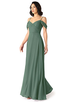 Azazie Tancie Bridesmaid Dresses Eucalyptus A-Line Off the Shoulder Chiffon Convertible Dress image4