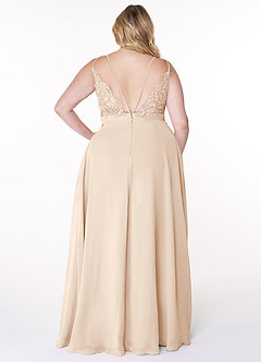 Azazie Lennon Bridesmaid Dresses White Alabaster A-Line Lace Chiffon Dress image8