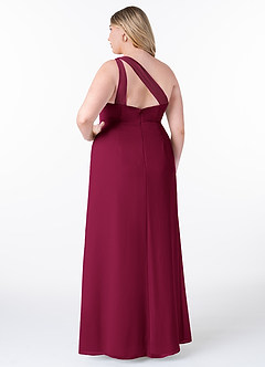 Azazie Maive Bridesmaid Dresses Burgundy Sheath Pleated Ruffle Chiffon Dress image8