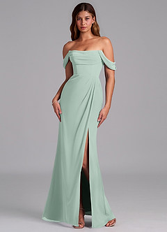 Azazie Johana Bridesmaid Dresses Agave Mermaid Off the Shoulder Chiffon Convertible Dress image7