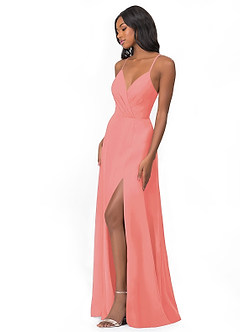 Azazie Everleigh Final Sale Coral A-Line Sweetheart Pleated Chiffon Dress image5