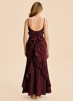 Azazie Lioren Junior Meerjungfrau-Linie Gestreift Blumen-Burnout Kleid Cabernetrot image6