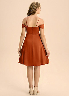 Azazie Anselie Junior Klä av A-Line i Stretch Satin Plisserad image2