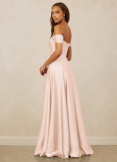 Christian Siriano Bridal for Azazie 1002 Bridesmaid Dresses Blushing Pink A-Line Off the Shoulder Stretch Satin Convertible Dress image3