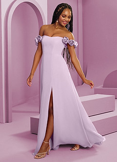 Barbie ♥ Azazie Bridesmaid Dresses Frosted Lilac A-Line Off the Shoulder Chiffon Convertible Dress image7