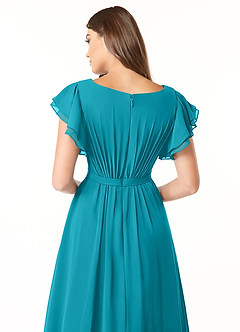 Azazie Daphne vestidos de dama de honor modestos Vestido de Corte En A Volantes Hasta el suelo Gasa image5