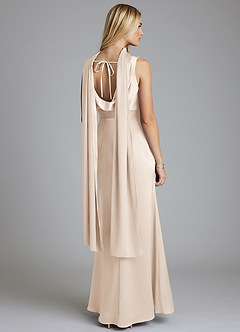 Azazie Tallie Suknie dla druhen Syrena Pofałdowany Satyna elastyczna Do ziemi Sukienka image4