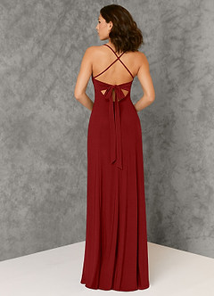 Azazie Aubrianna Robes de demoiselle d'honneur Robe Trapèze en Tricot de luxe Plissée Écarlate image3