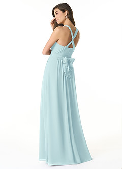 Azazie Olani Bridesmaid Dresses Sea Glass A-Line Off the Shoulder Chiffon Convertible Dress image3