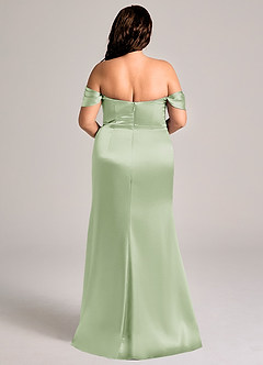 Azazie Saige Bridesmaid Dresses Dusty Sage Sheath Off the Shoulder Metallic Satin Convertible Dress image10