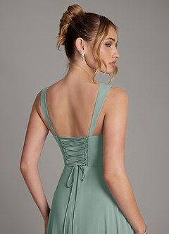 Azazie Agustina Bridesmaid Dresses Silver Sage Mermaid Corset Chiffon Dress image2