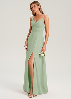 Azazie Terese Bridesmaid Dresses Dusty Sage A-Line Pleated Chiffon Dress image7