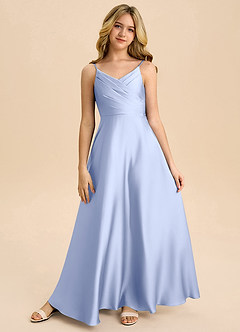 Azazie Bug Junior Robe Trapèze en Satin extensible Plissée Eis image5